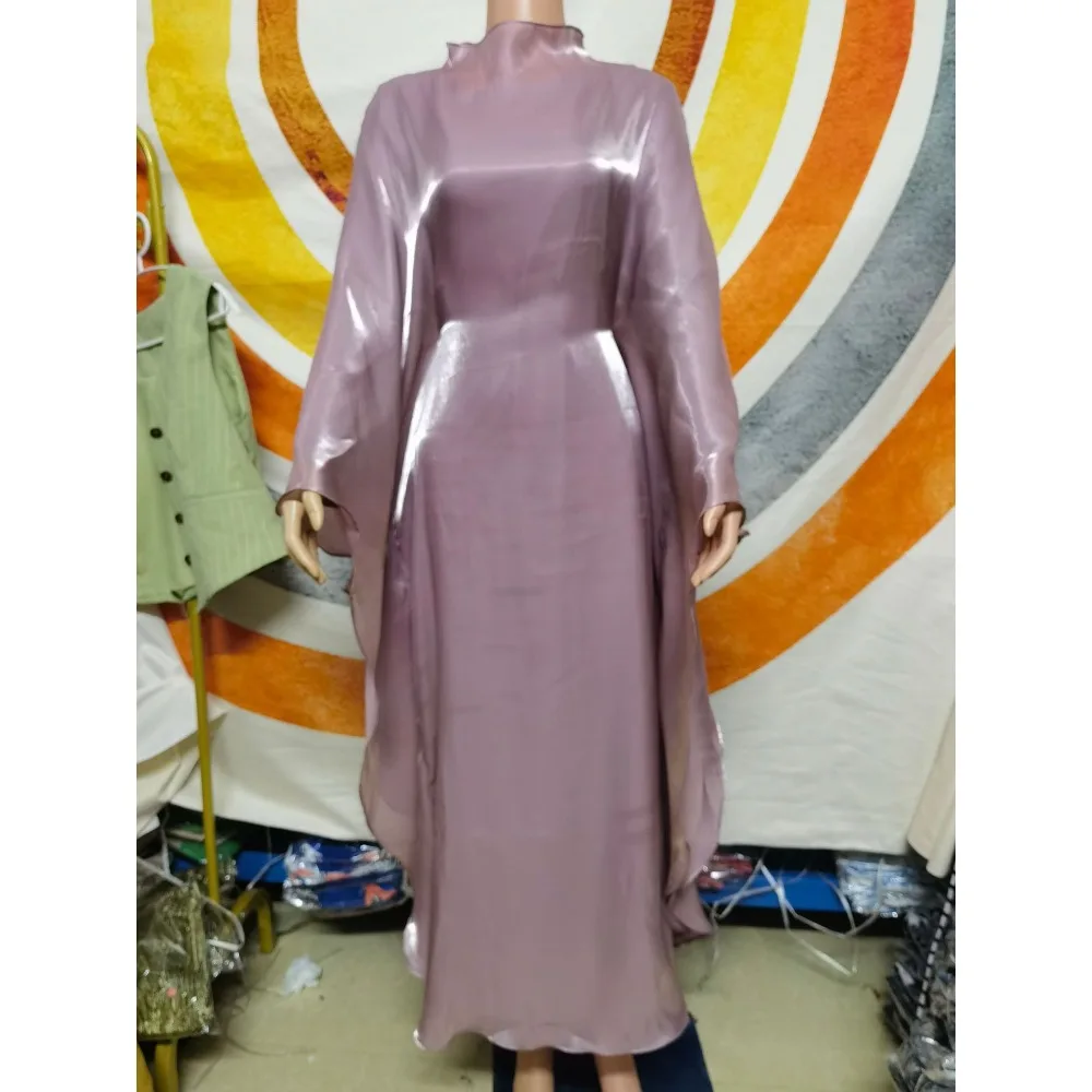 Arab Ladies Party Dress Muslim Shiny Bat Sleeve Robe Ramadan Dubai Temperament Elegant Women Long Dress Eid Islam Loose Clothing
