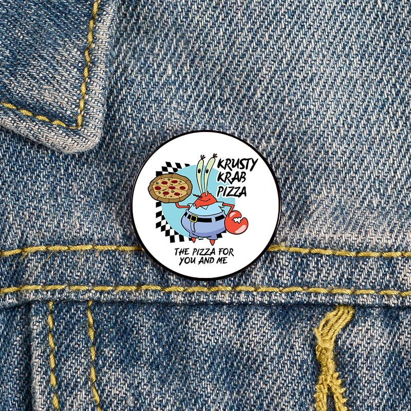 

Fashion Krusty Krab Pizza Printed Pin Custom Brooches Shirt Lapel tote Bag backpacks Badge Cartoon gift brooches pins gifts