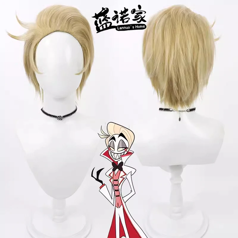 

Аниме Хазбин отель Люцифер Морнингстар косплей парик Хэллоуин карнавал реквизит для вечеринки синтетические волосы термостойкое волокно + шапочка для парика