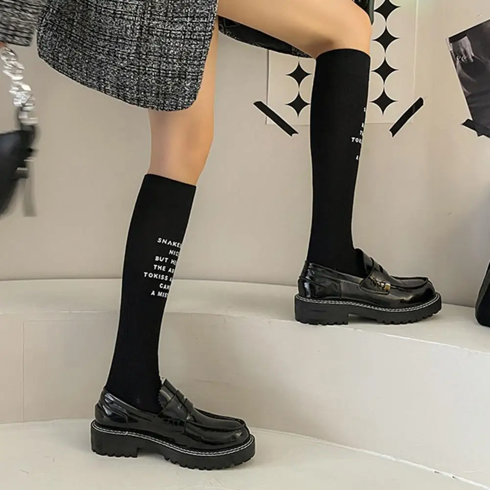 1 Pair Japanese JK Socks Knee-length Letter Stamping Knitted Non Slip Autumn Winter Girls Japanese JK uniform Socks