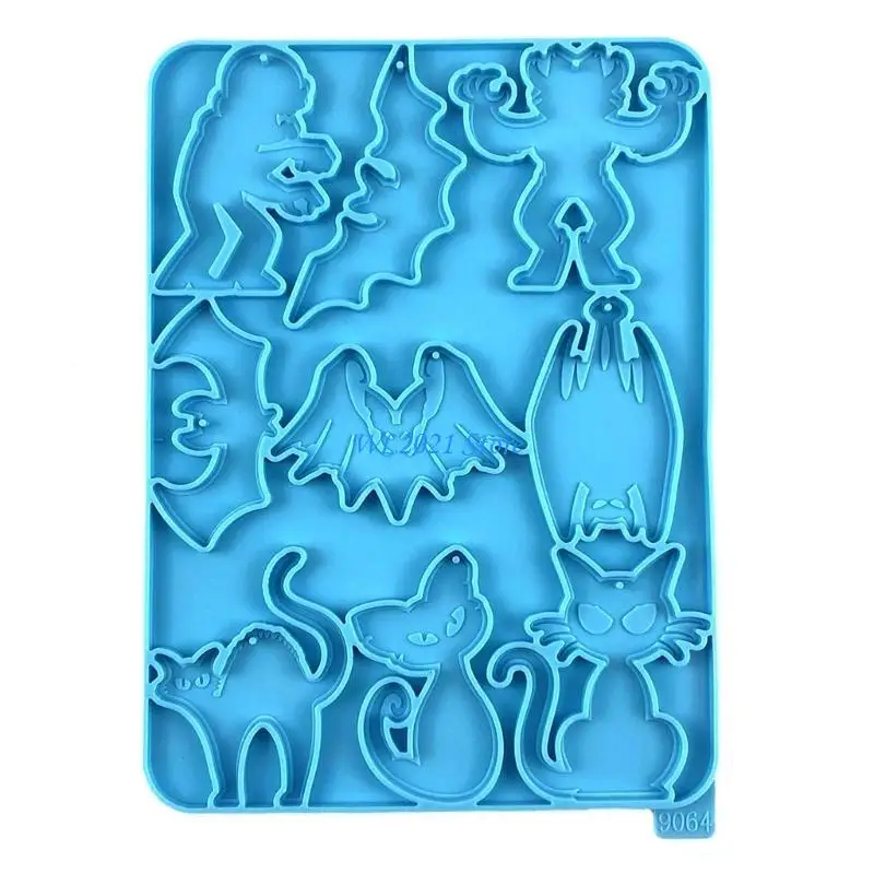 

G5GC Halloween Bat Keychain Epoxy Resin Decorative Mold with Hole Pendant Mold