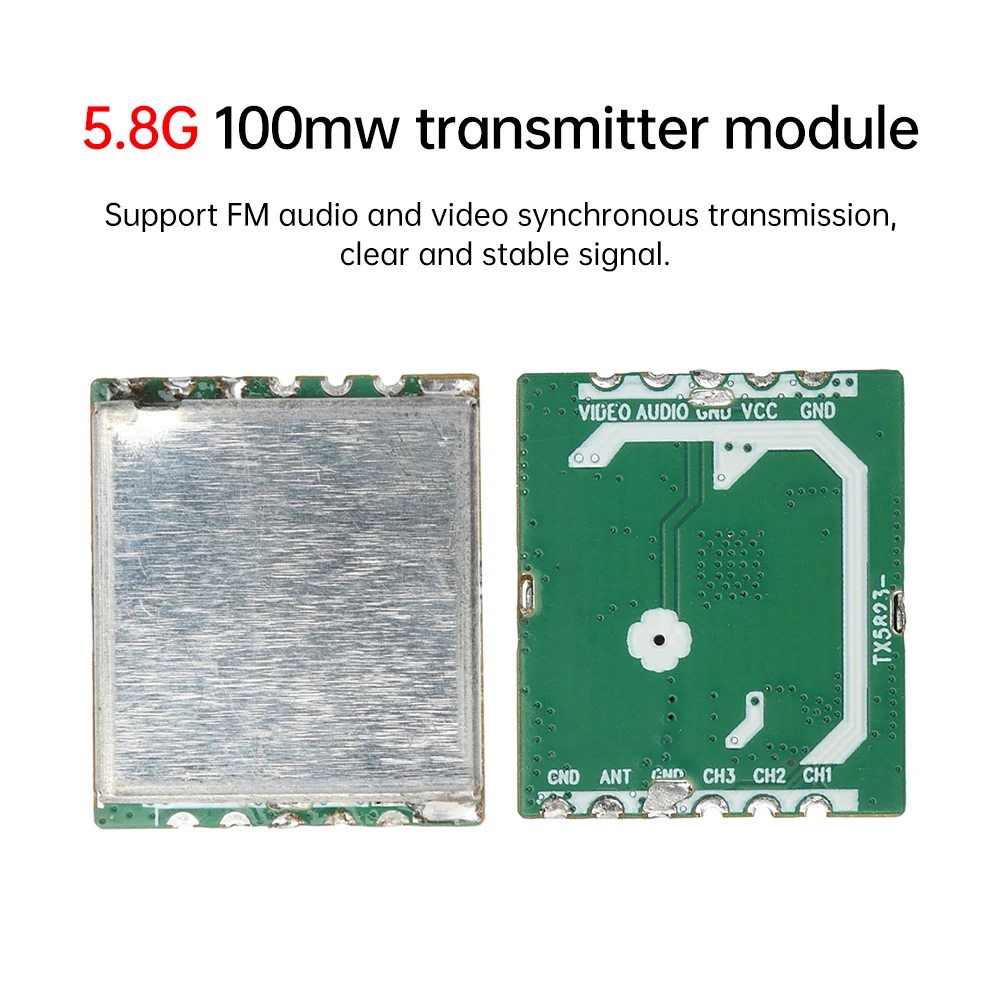

5.8G 8 Channel FM Audio Video Transmit Module TX5823S 100mW Transmitter Transmission Module 5645-5945MHz ISM
