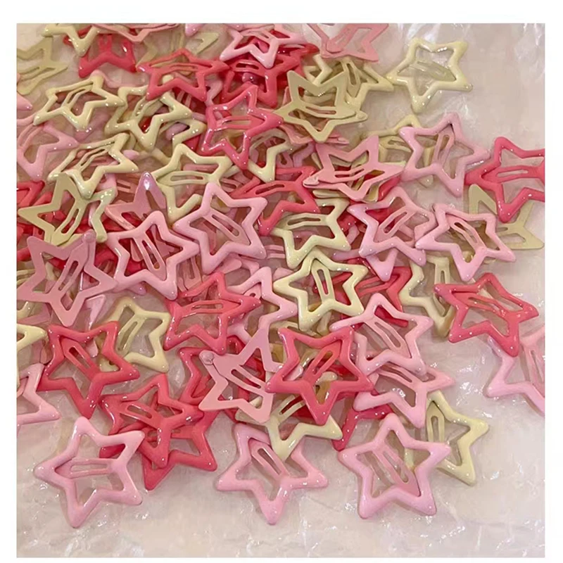 10-100pcs Candy Color Star Hairpin Metal Bb Clips Y2K Baby Side Clip Five-pointed Star Mini Hairpins Children\'s Hair Accessories