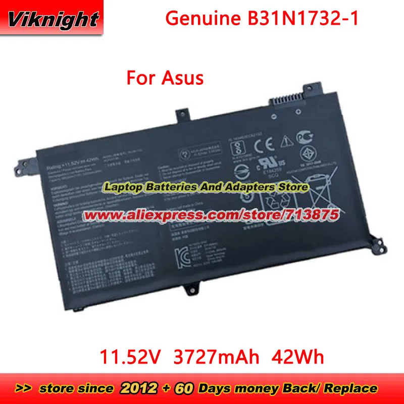 Genuine B31N1732-1 Battery 11.52V 3727mAh 42Wh for Asus X571GT F571GT F571GT-AL304T K571GD Series VivoBook Pro 15 F571GD-BQ409T