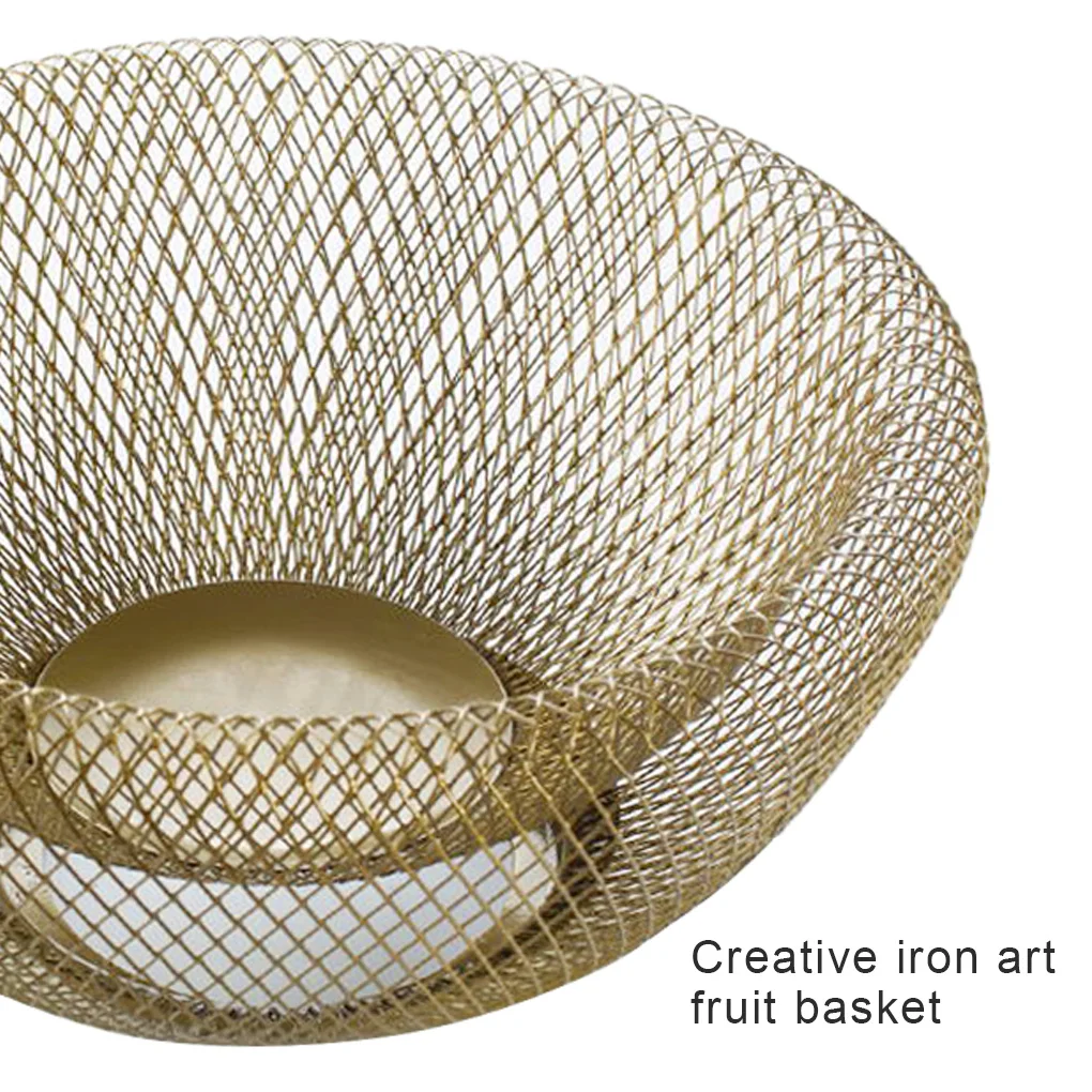 Double Wall Mesh Decorative Fruit Basket Metal Mesh Snack Bowl Centerpiece Kitchen Holder - Black