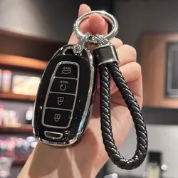 TPU Key Fob Cover Keychain Lanyard For Hyundai Elantra Elantra GT Kona Palisade Venue Veloster Accessories, 4 Buttons