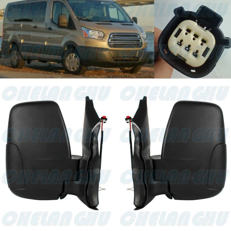 For Ford Transit 150 250 350 2014 2015 2016 2017 2018 2019 2020 2021 2022 1 Pair 3 Pins Satin Black Power Adjust Mirror assembly