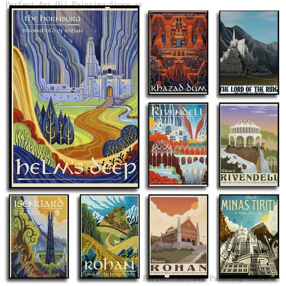Tolkien Travel Middle Earth Posters Living Room Bar Cafe Quality Canvas Vintage Style Comics Painting Art Home Wall Decor Pictur