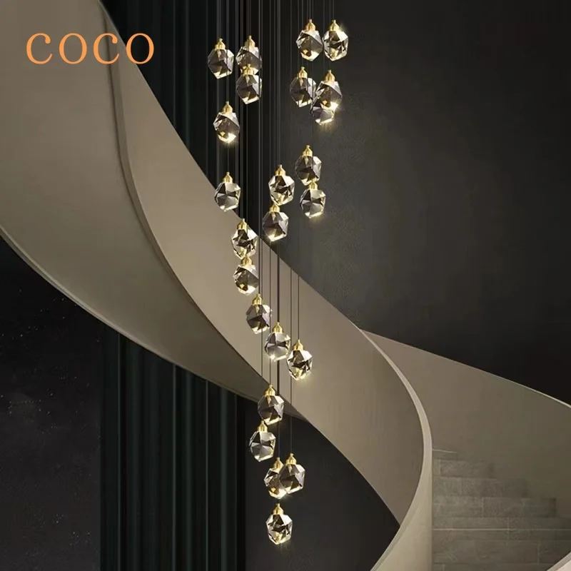 

Nordic Creative Personality Crystal Living Room Villa Ceiling Chandelier Duplex Attic Hanging Light Staircase Hanging Chandelier