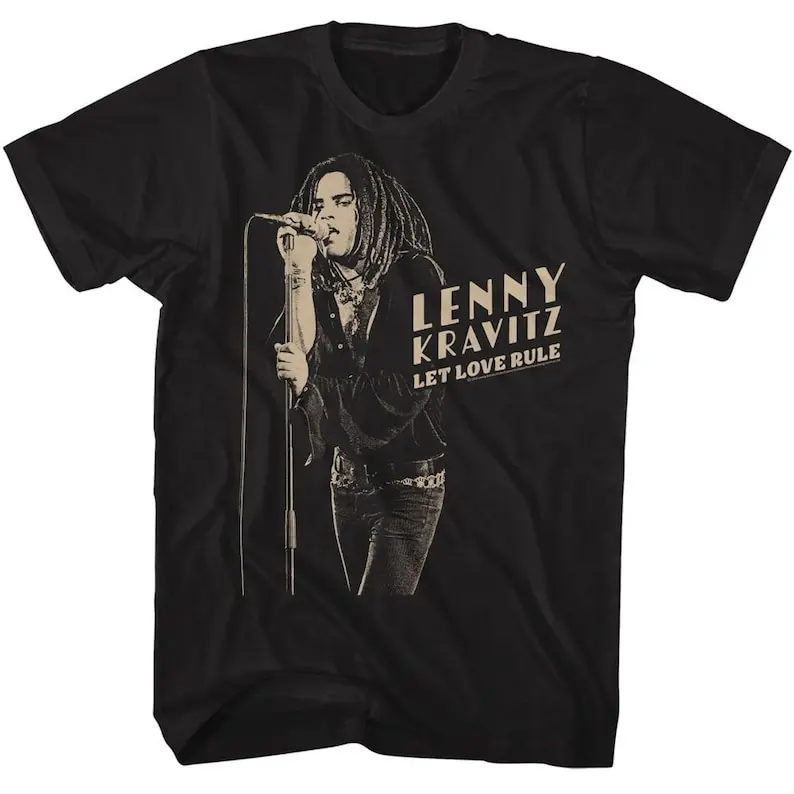 Lenny Kravitz Stark Microphone Black T-Shirt