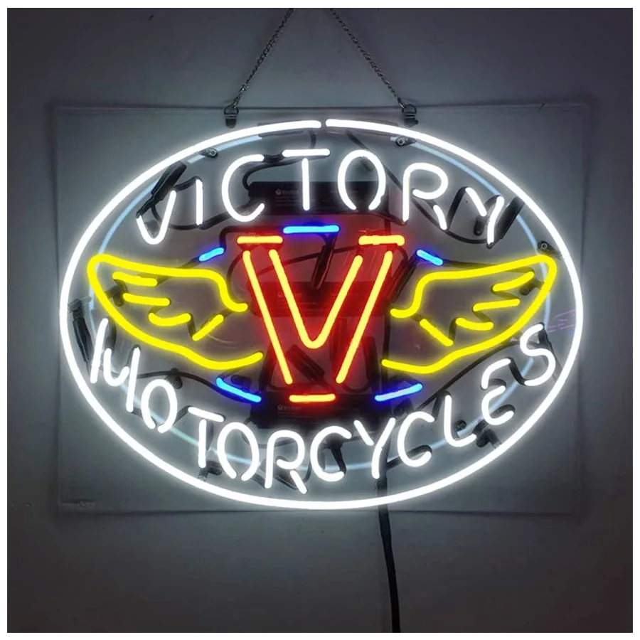 

Motorcycle Neon Sign Handmade Real Glass Neon Tube Vintage Neon Light Victory Iconic Beer bar Decor Lamp Advertise Wall Light