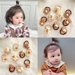 10 adet çocuk sevimli karikatür hayvan tavşan Hairbands bebek çiçek ilmek lastik bantlar küçük Headrope kızlar hiçbir hasar saç halat