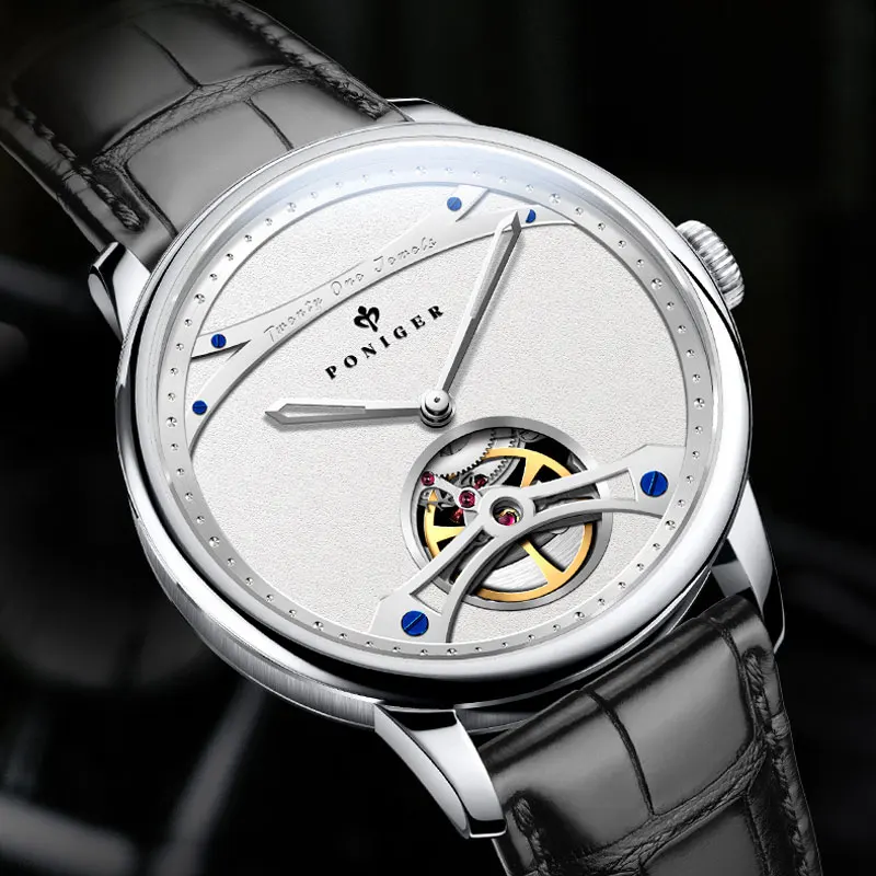 PONIGER Top Brand Design Movimento automatico Orologi meccanici da uomo Orologio da uomo impermeabile multifunzione in acciaio inossidabile di moda
