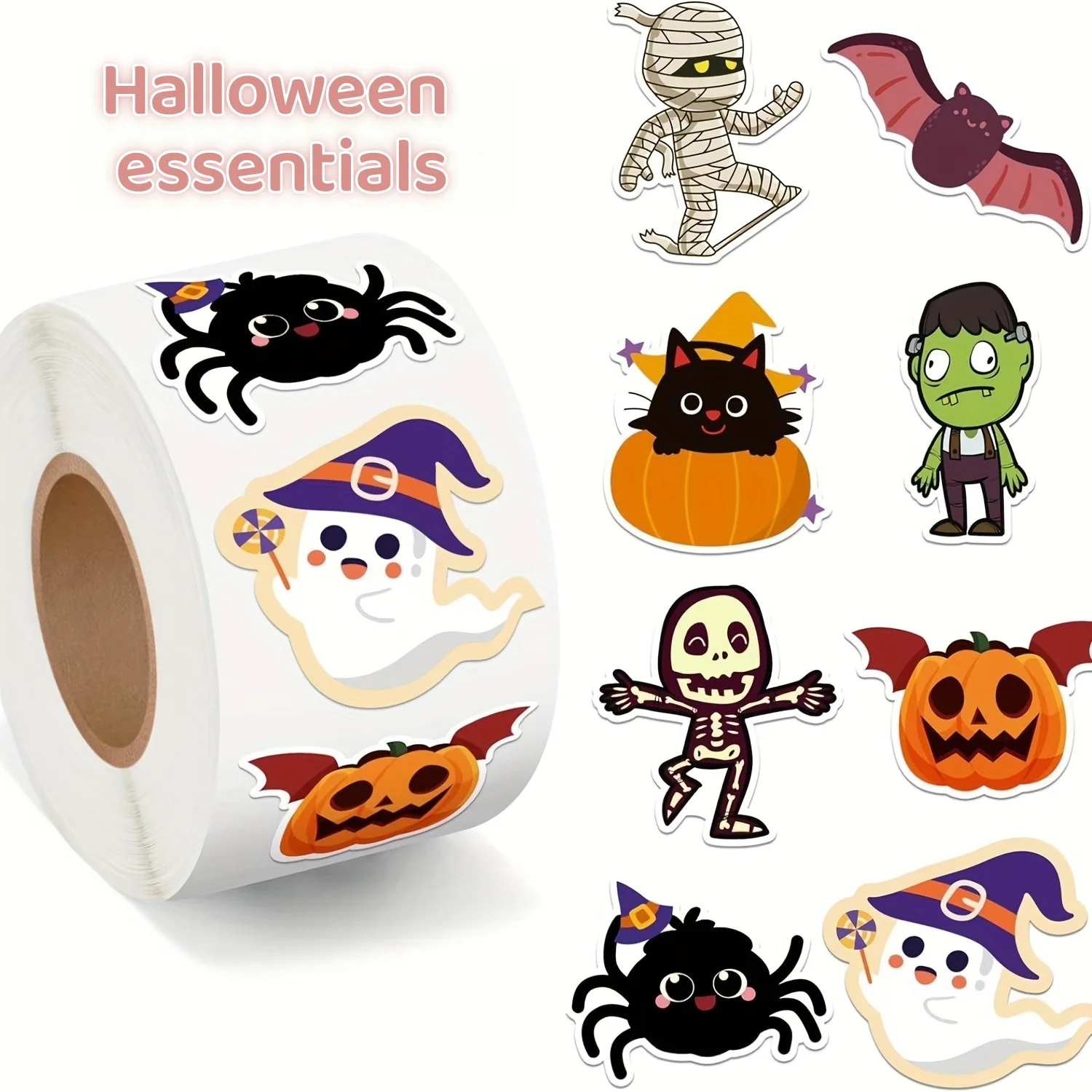 1000Pcs Irregular Die‑Cut Halloween Cartoon Graffiti Stickers,1 Inch 8 Designs PVC Seal Labels for Helmet Water Bottle Phone Cas