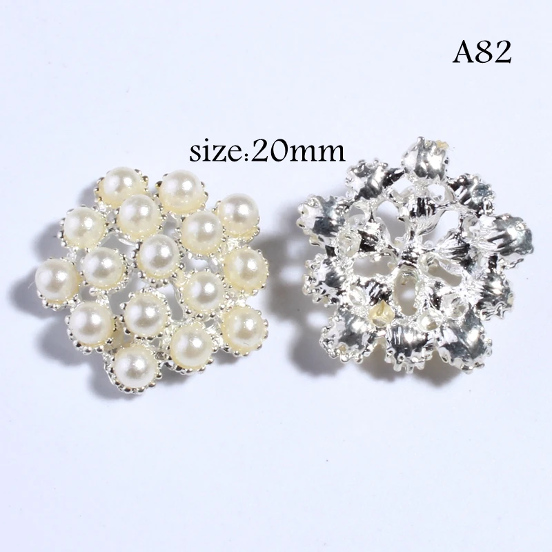 10PCS 20MM Fashion Pearl Metal Buttons For Clothing Sparking Alloy Button For Wedding Invitation