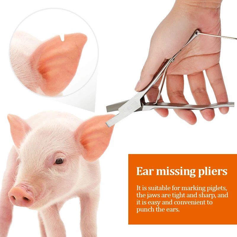 Stainless Steel Pig Ear Notcher Plier Livestock Farm Animal V Shape U shape Clamp Ear Mark for Pig Farm Equipment Kit Tool