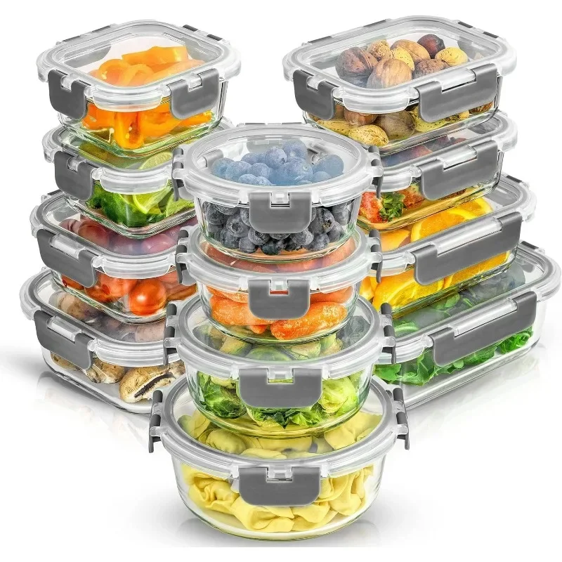 24pc Borosilicate Glass Storage Containers with Lids. 12 Airtight, Freezer Safe Food Storage Containers