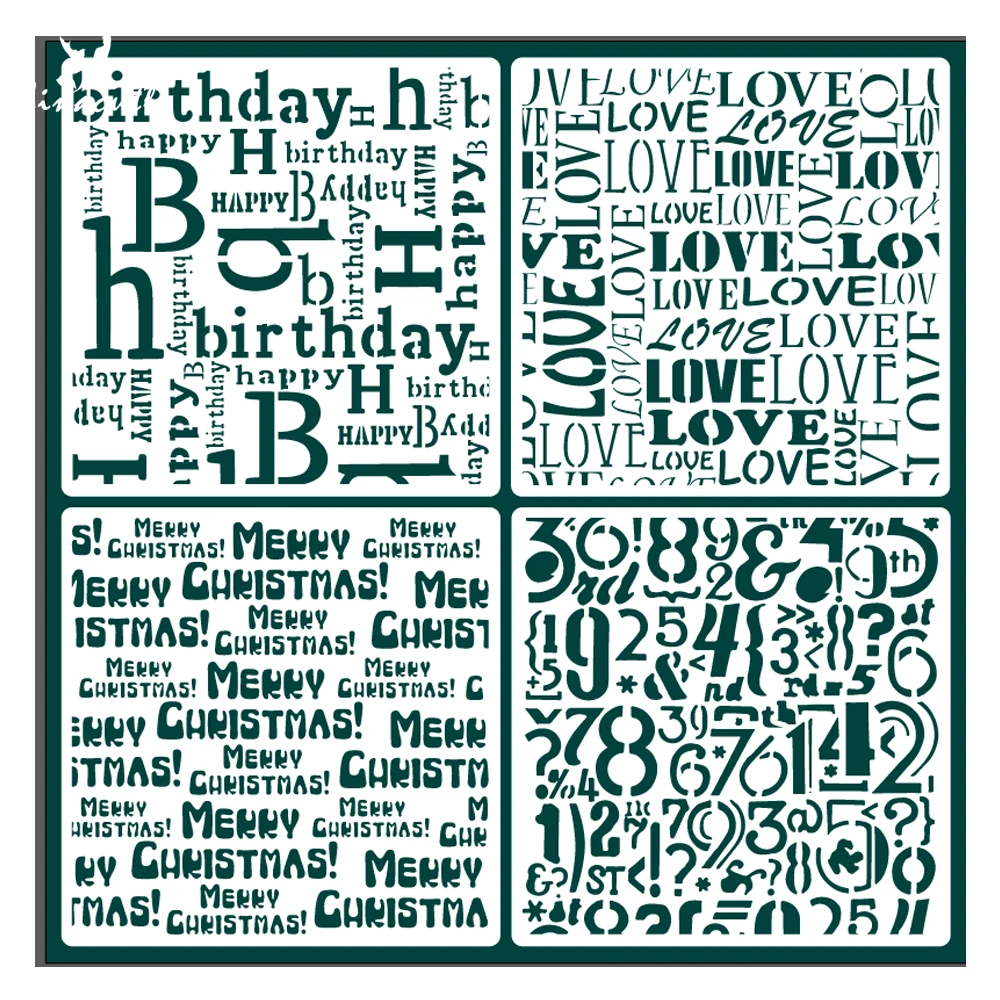 Alina cutle 4pc Haustier Schablonen Geburtstag Weihnachten Liebesbriefe für Sammelalbum Papier Handwerk Album handgemachte Karte Vorlage Hintergrund