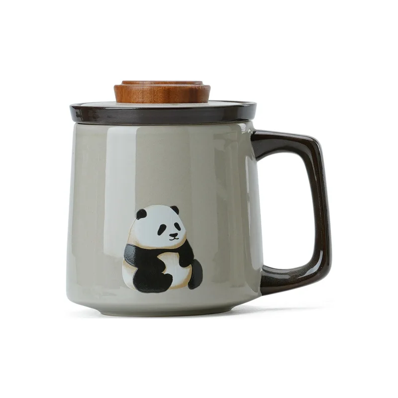 كوب سيراميك مقاوم لدرجات الحرارة العالية كوب فصل شاي الباندا بسيط شخصي للزوجين كوب ماء مكتب الاتجاه الإبداعي فنجان الشاي