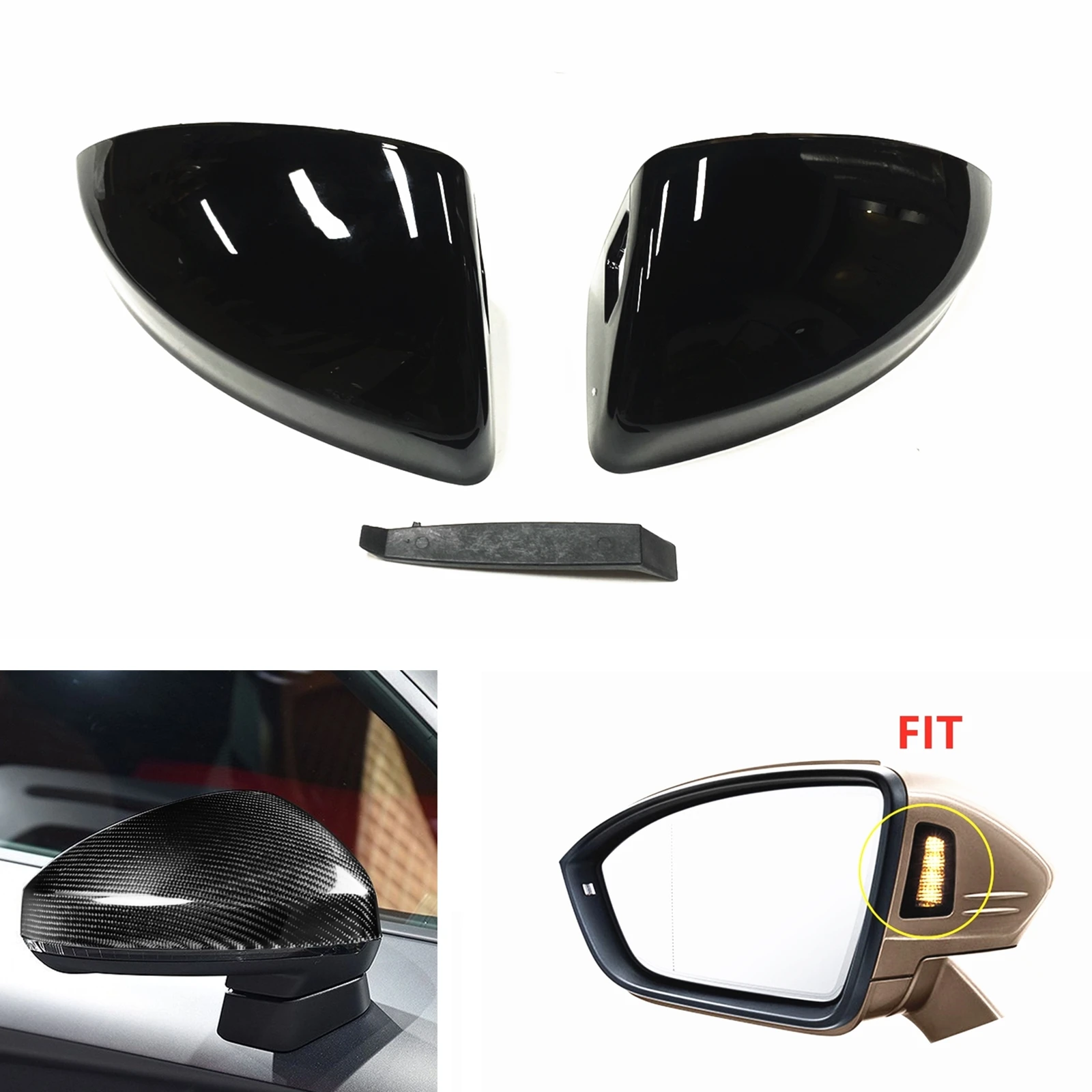 

Rear View Mirror Cover For Audi R8 (4S) 2016-2022 TT TTS TTRS MK3 (8S) 2015-2022 With Lane Assist Gloss Black Cap Replacement