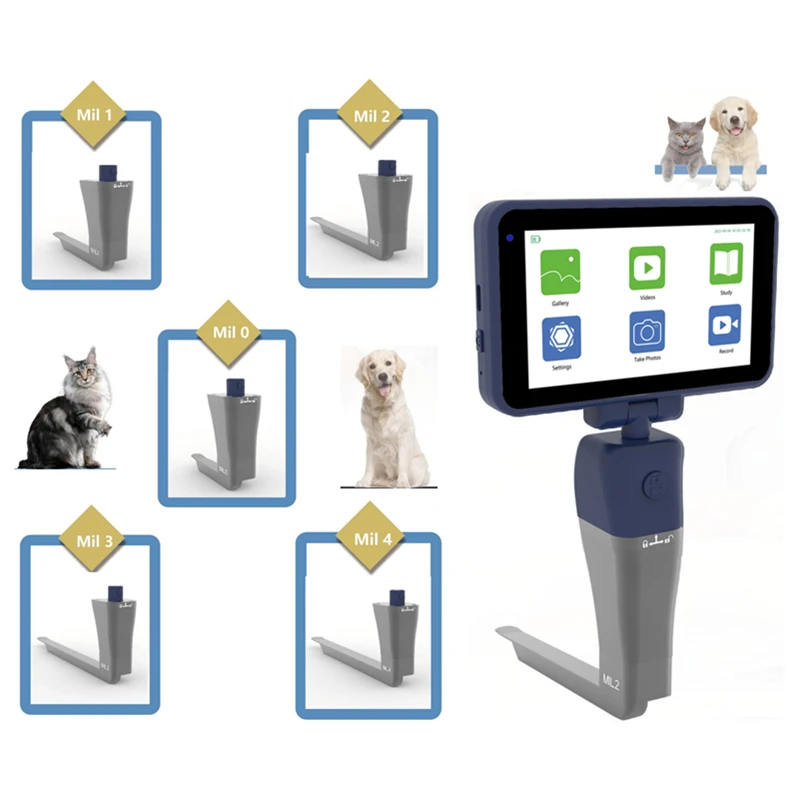 Animal 4.5 Inch Touch Screen 5 Reusable Blades Pet Clinic Hospital Use Digital Handheld Veterinary Video Laryngoscope