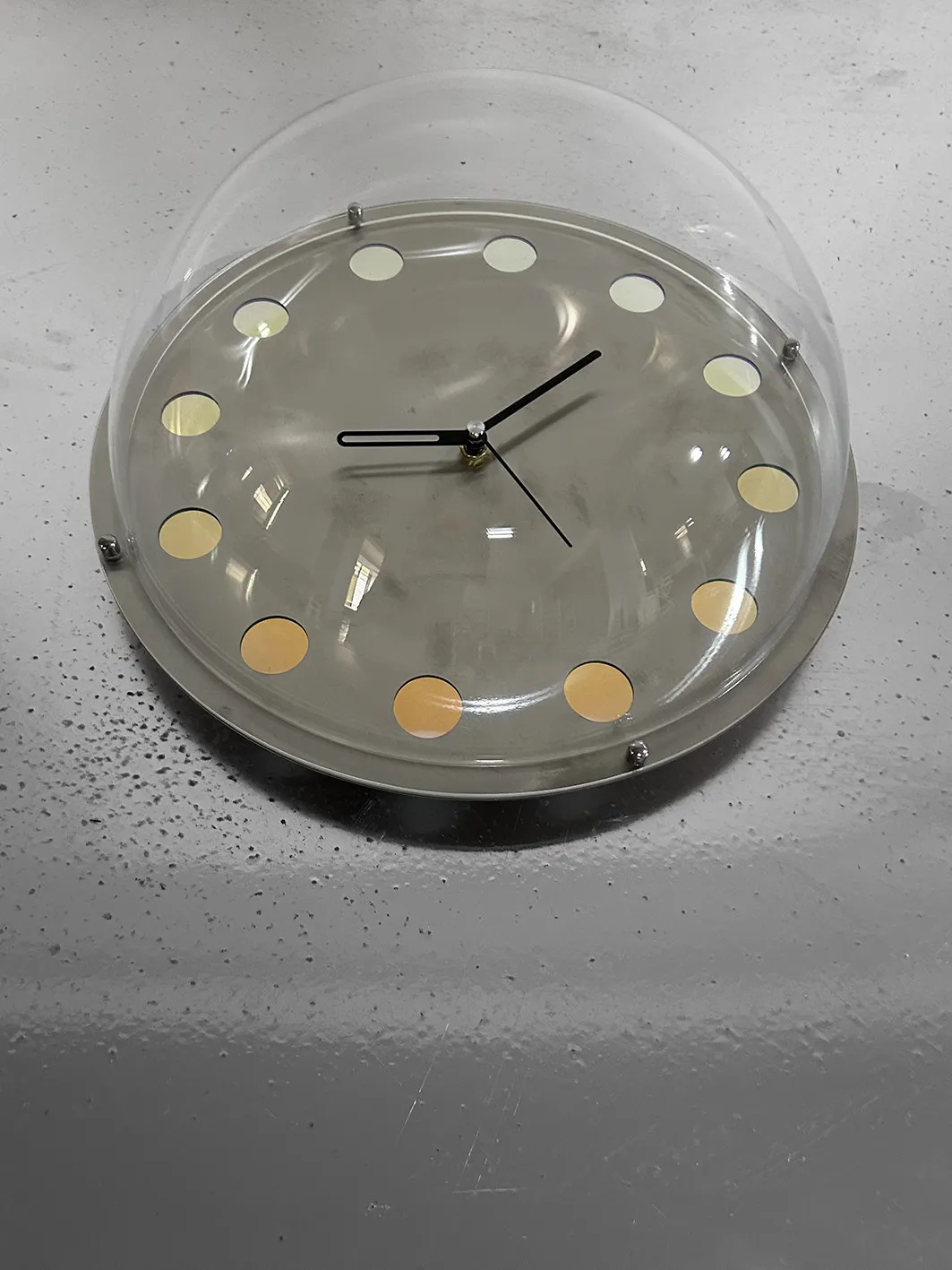 Round scale space clock bubble household wall clock = metal silent