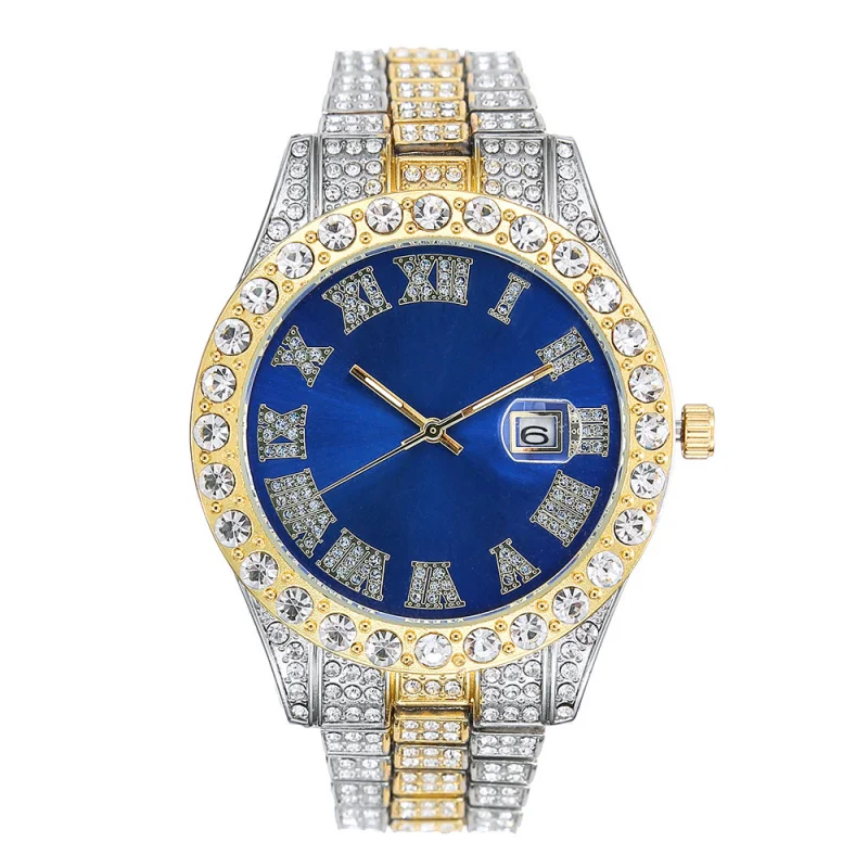 Cross-Border Men's Watch Fashion Alloy with Diamonds Starry Sky Calendar Quartz Watch Business Casual Quartz Men's Watch