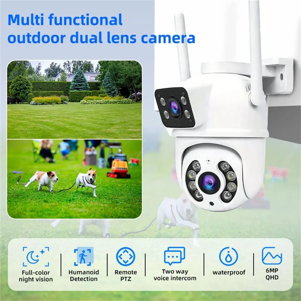 8MP WiFi IP Camera Dual Lens Outdoor 10X Digital Zoom PTZ 4K Wireless Surveillance Cameras Human Detect NightVision Baby Monitor