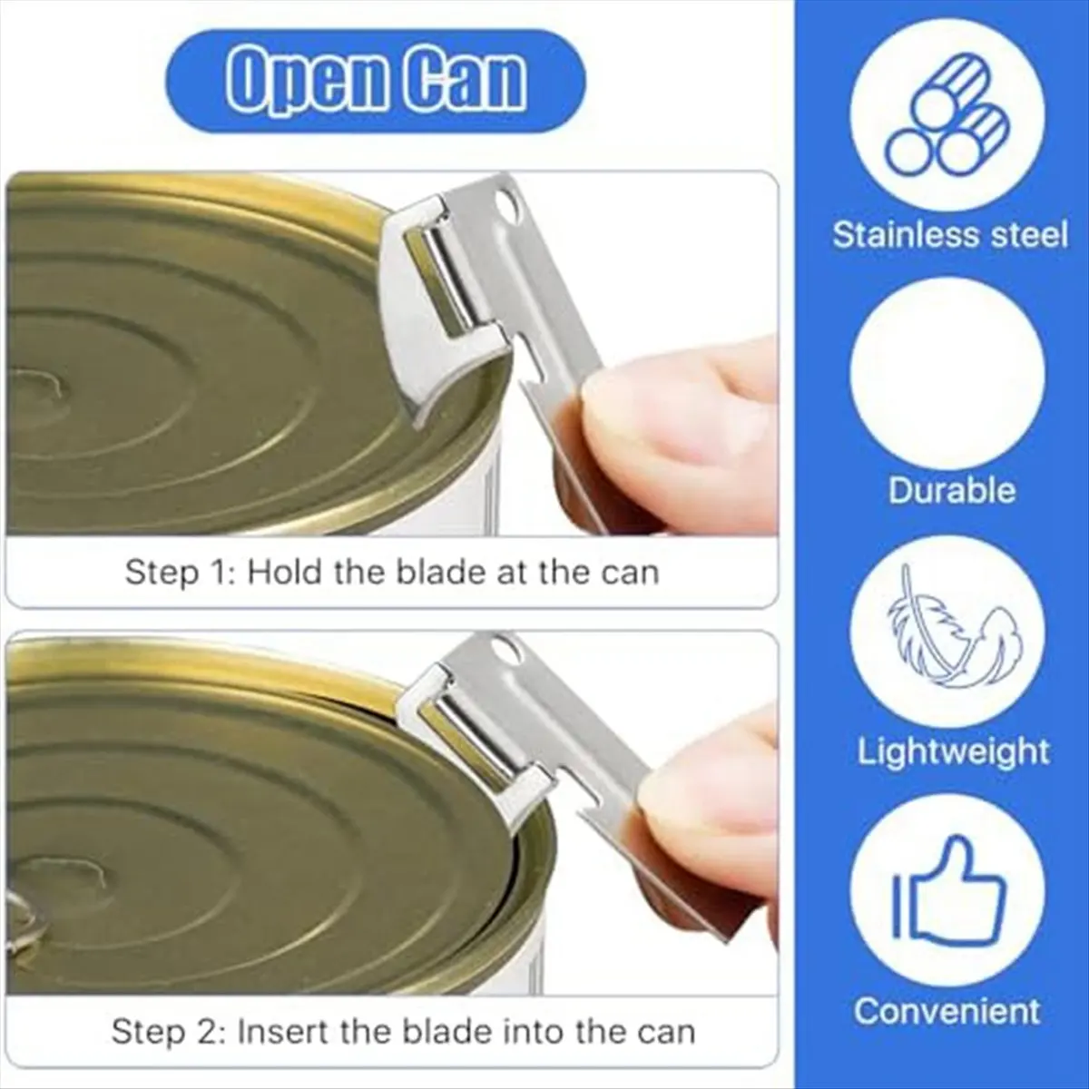 A78I P38 and P51 Can Openers with Key Rings, Stainless Steel Manual Camping Can Opener,Portable Can Opener for Kitchen Travel