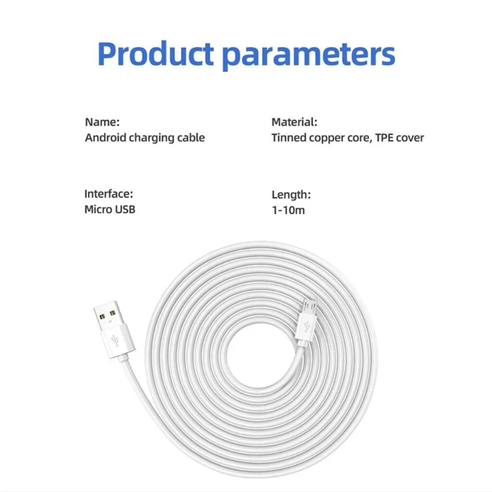 NNBILI 3m/5m/6m/7m/8m/10m/12m/14m Micro USB Charging Charger Cable For Android Smart Phone Camera USB Extended Charging Cable