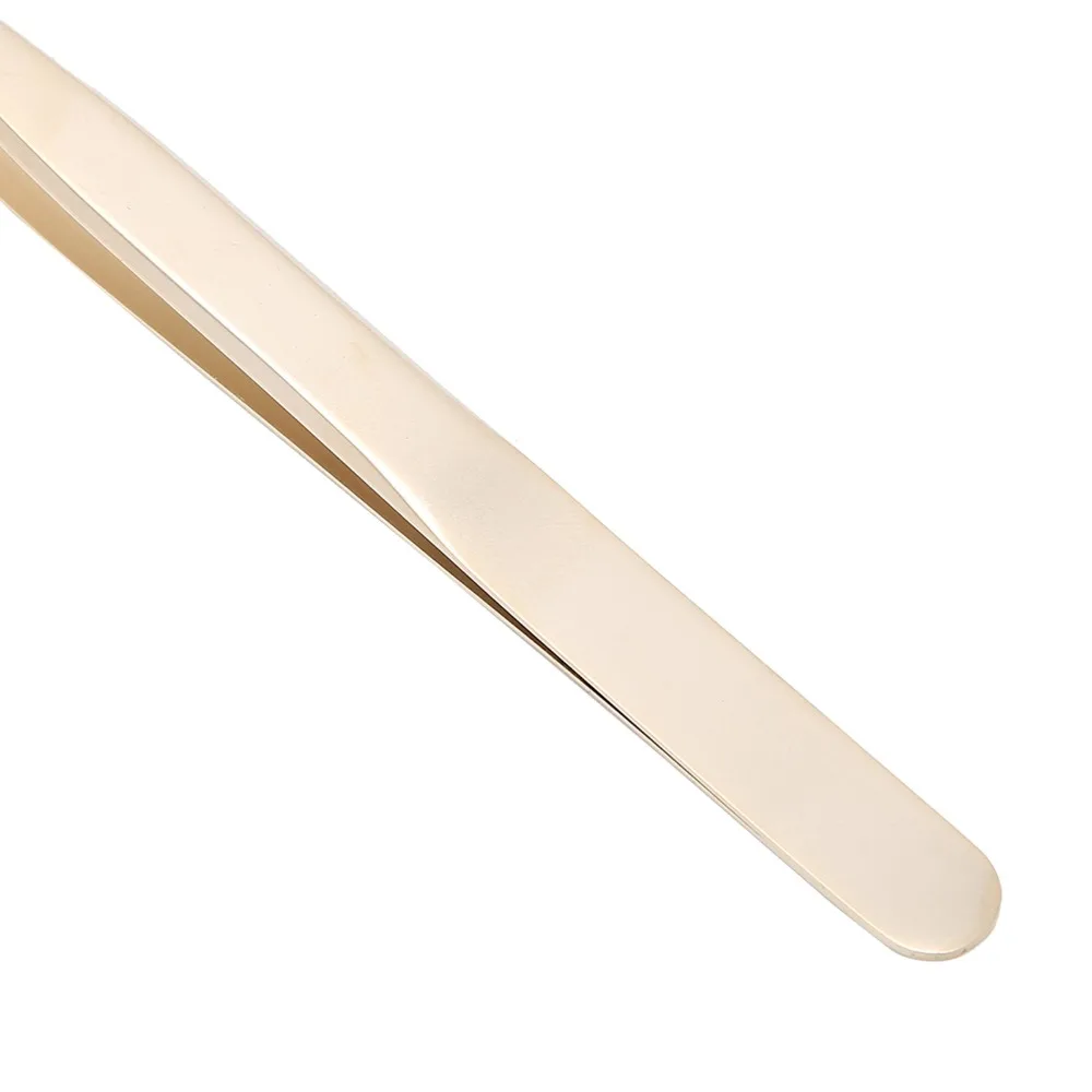 Golden Straight Precision Tweezers Aluminum Alloy Fine Pointed Tips Eyelash Tweezers Multifunctional Nail Art Tweezers