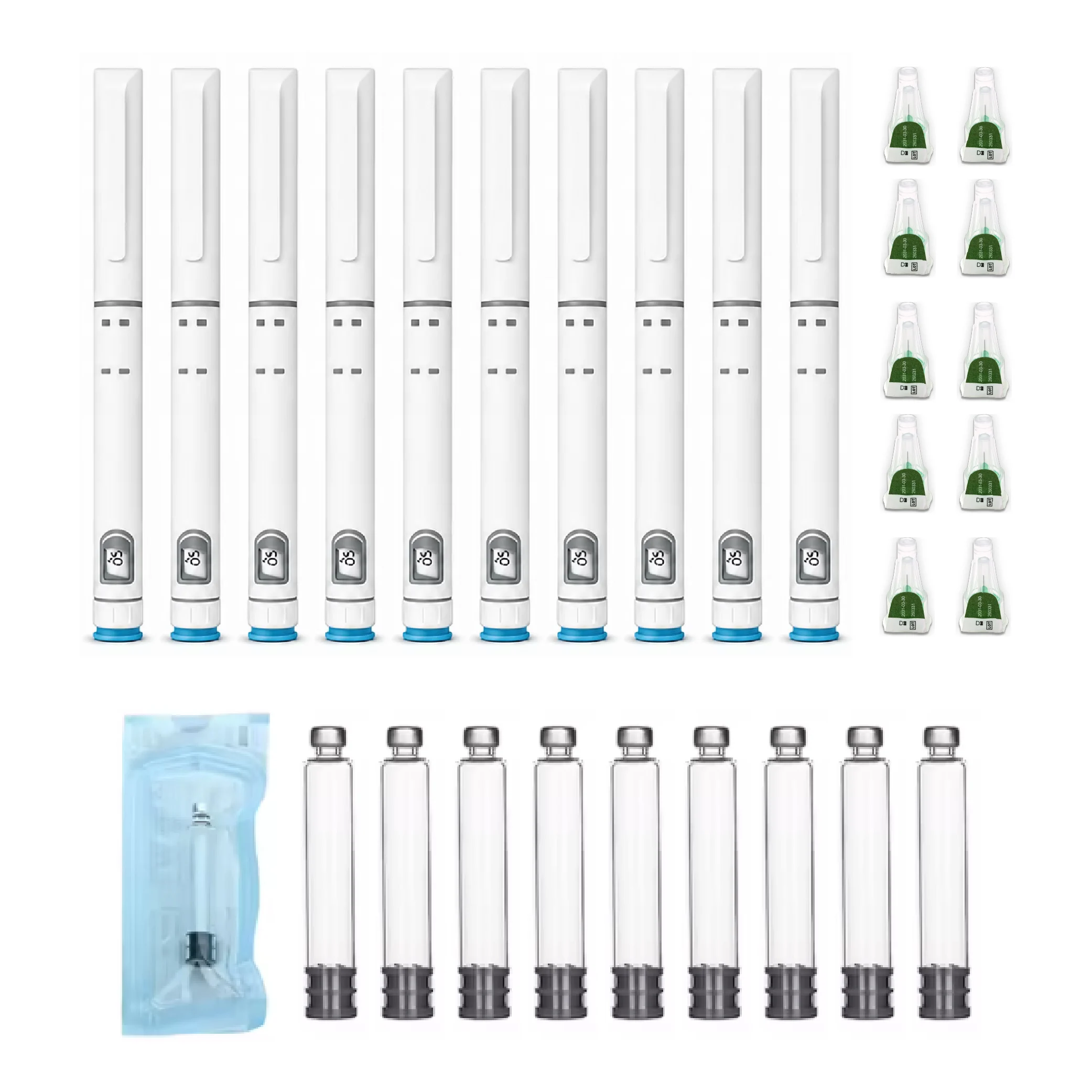 10pcs 60IU Plastic Disposable Beauty Peptide Injection Pen With 3ml Glass Cartridge 4mm 8mm Needle for Personal Safe Body Care