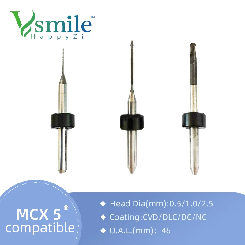 Sirona MCX5 Compatible milling burs with DLC Coating for milling Dental Zirconia Block