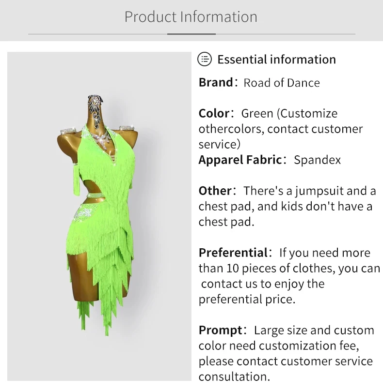 Lateinamerikanisches Tanzkleid für Mädchen, sexy Outfits, Damenbekleidung, Sportkostüm, Ballkleid, Rock, Samba-Anzug, elegante Party- und Bühnen-Tanzkleidung. – Detail 3