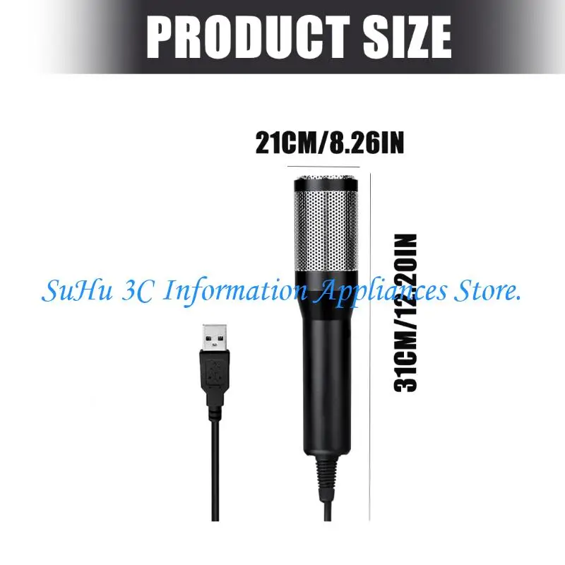  Condenser Microphone with Plug and Play USB High Sensitivity Capacitor and Noise Reduction Technology for Studio Recording