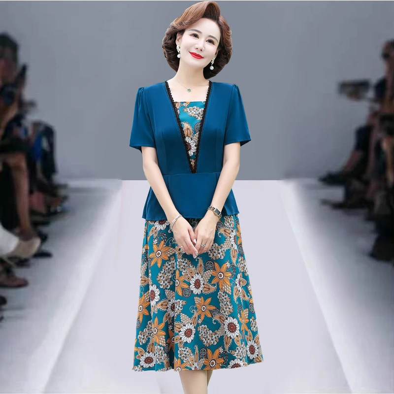 Women's Summer New Slim-Fit Chiffon Floral Dress Woman Patchwork Vestido De Mujer Femme Vestidos Elegantes