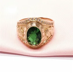Original Light luxury 585 Purple Gold Green Gem rings for women Plated 14K Rose gold Fashion Court style New in Jewelry