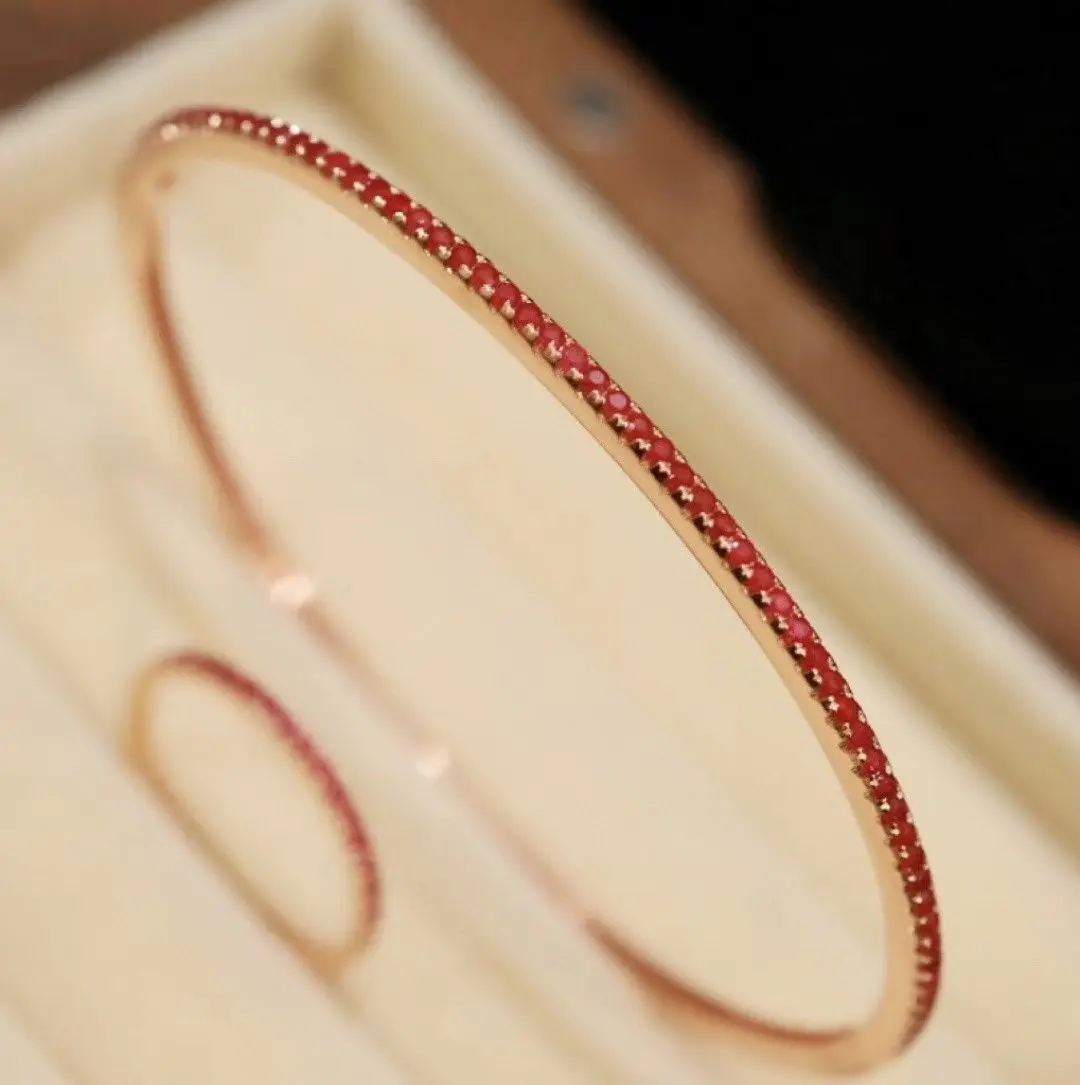 

Custom 30/50pc 316L Stainless Steel Full Ruby Tennis Bracelet Rainbow Gems Titanium Buckle Cuff Bangles Anti-rust Unisex Jewelry