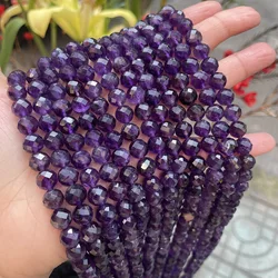 Natural Stone Amethysts Beads Faceted Purple Crystal Quartz Round Beads For Jewelry Making DIY Bracelet Accessories