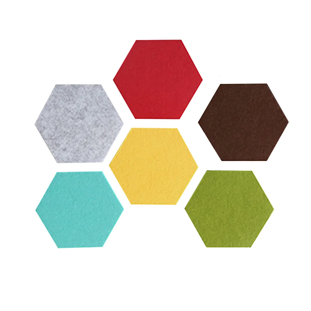 6Pcs Colorful Hexagon Felt Wall Stickers Creative Multifunctional Board for Home Classroom DIY Message Jewelry Keys Photos