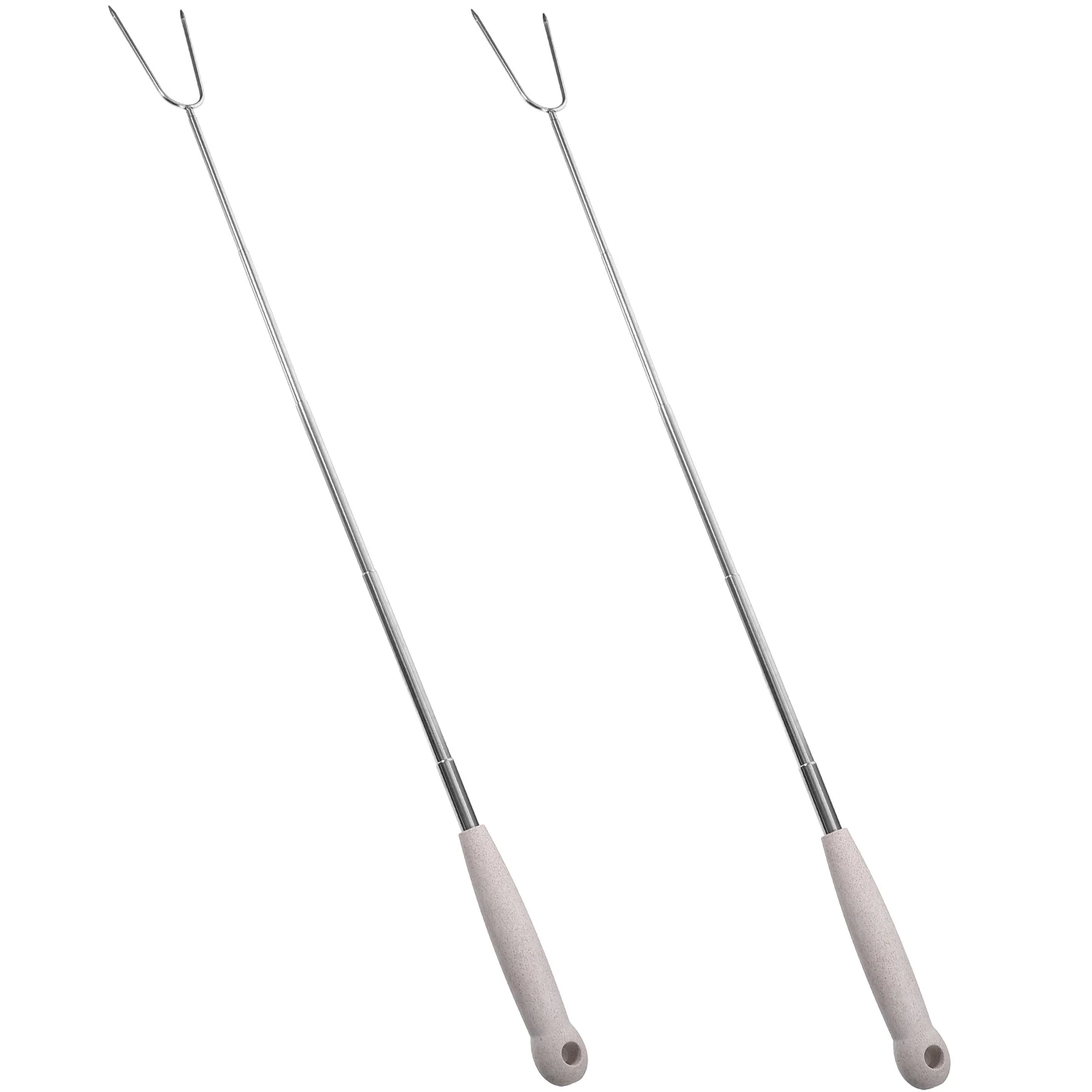 

2pcs Stainless Steel Bbq Forks Extendable Roasting Forks Outdoor Grill Meat U Shape Serving Fork Hot Dog Fork Roasting Sticks