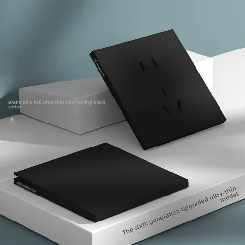 Imagen 1 del producto Panel negro táctil ultrafino mate, interruptor de tablero grande de 5,8mm, componente de cobre grande tipo 86, adecuado para decoración sencilla del hogar