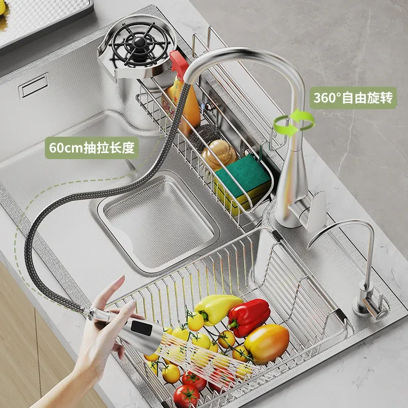 for Large Single Kitchen Sink Thickened 304 Stainless Steel Japanese Style Household Vegetable Basin Dish Washing Sink