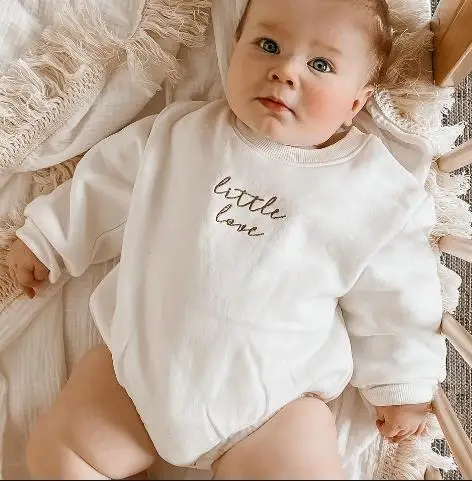 Autumn Spring Toddler Infant Baby Romper Love Letter Print Solid Long Sleeve Casual Bodysuits Jumpsuits Playsuits Outfits