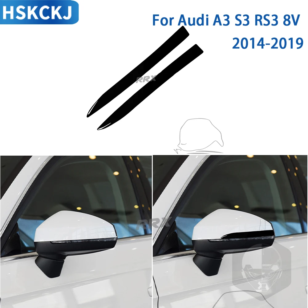 

For Audi A3 S3 RS3 8V 2014-2019 Accessories Car Interior Rear View Mirror Anticollision Sticker Black Plastic