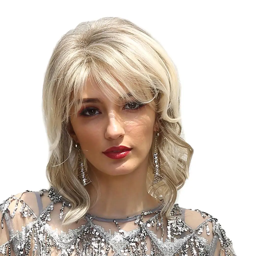 Retro Shoulder Length Curly Layered Wig 16'' Real Human Hair Women Daily Wig