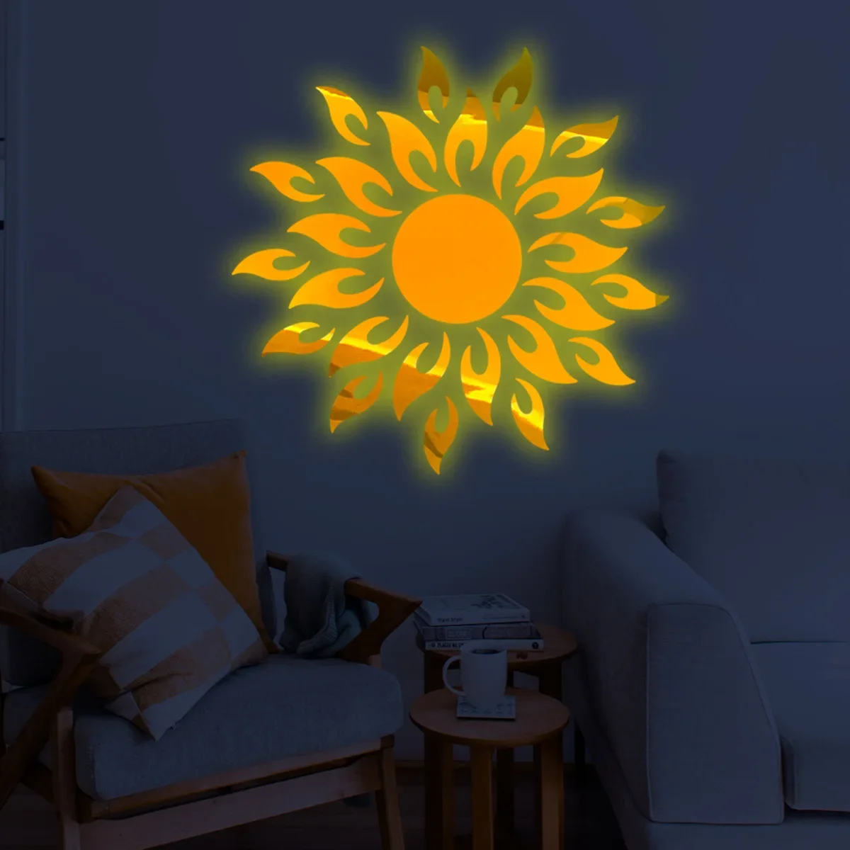 

Large Sun Luminous Sticker Bedroom Children's Room Decorative Wall Sticker Colorful Orange