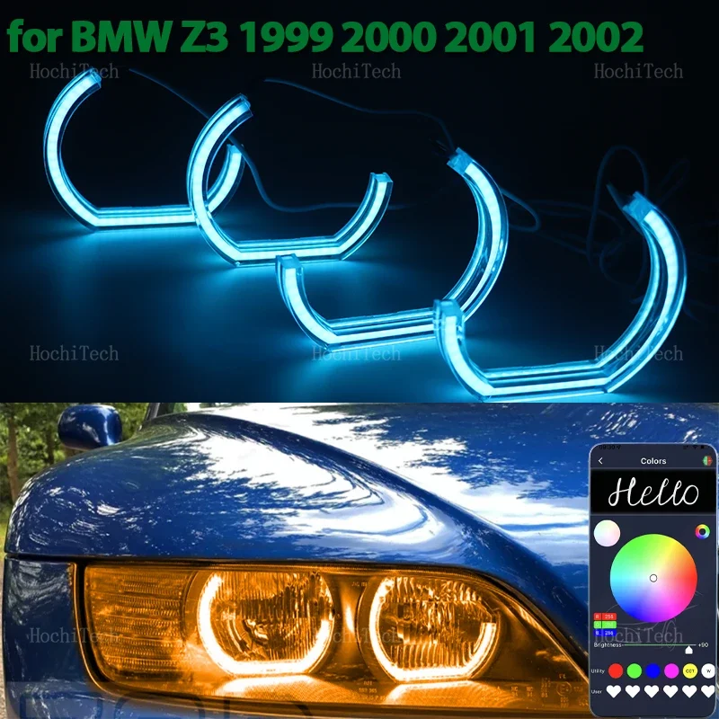 

RGB Multi-colored App control LED Headlight Angel Eyes Ring Lamp Daytime Running Lights for BMW Z3 1999 2000 2001 2002