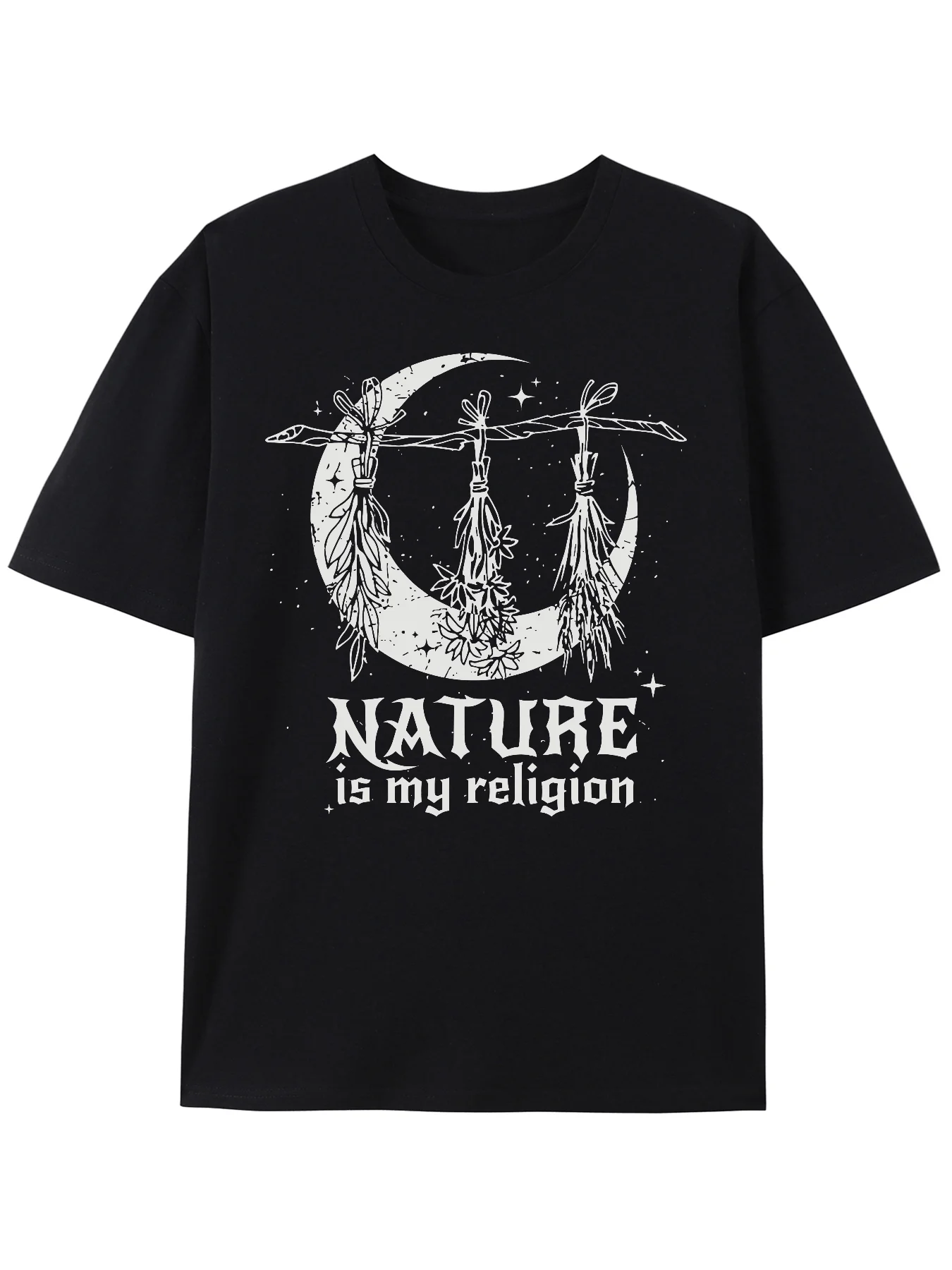 

Nature Is My Religion Witch Halloween Womens Wider Cut T-Shirt Fashion Tshirt Round Neck Short Sleeve Regular Fit
