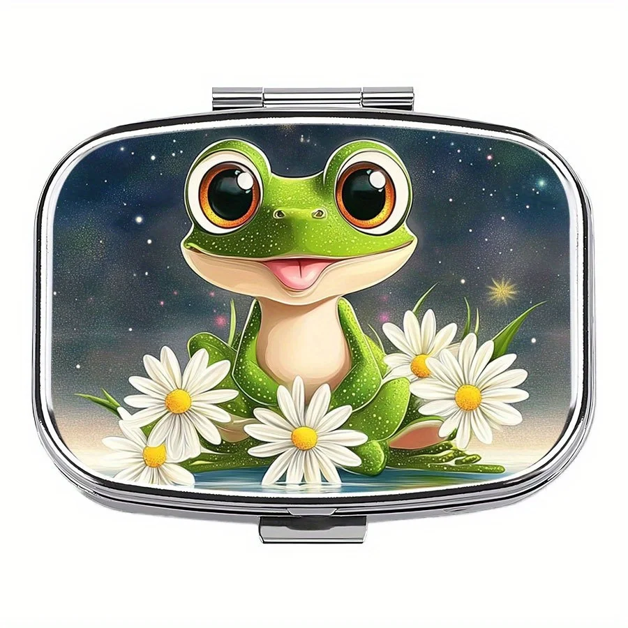 Frog Medicine pill box, 2-compartment.